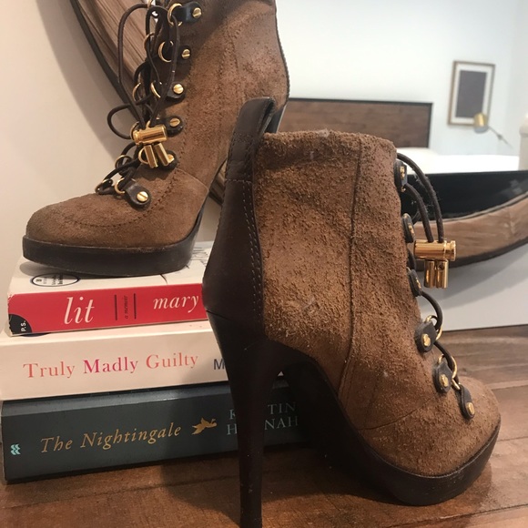 Tory Burch Halima Gold Hardware brown suede boots - Picture 2 of 7